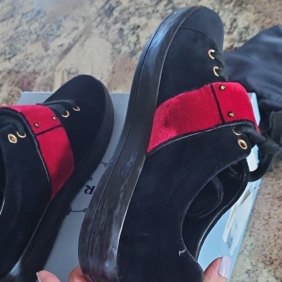 Prada Women's Black and Red Sneakers - Picture 15 of 16